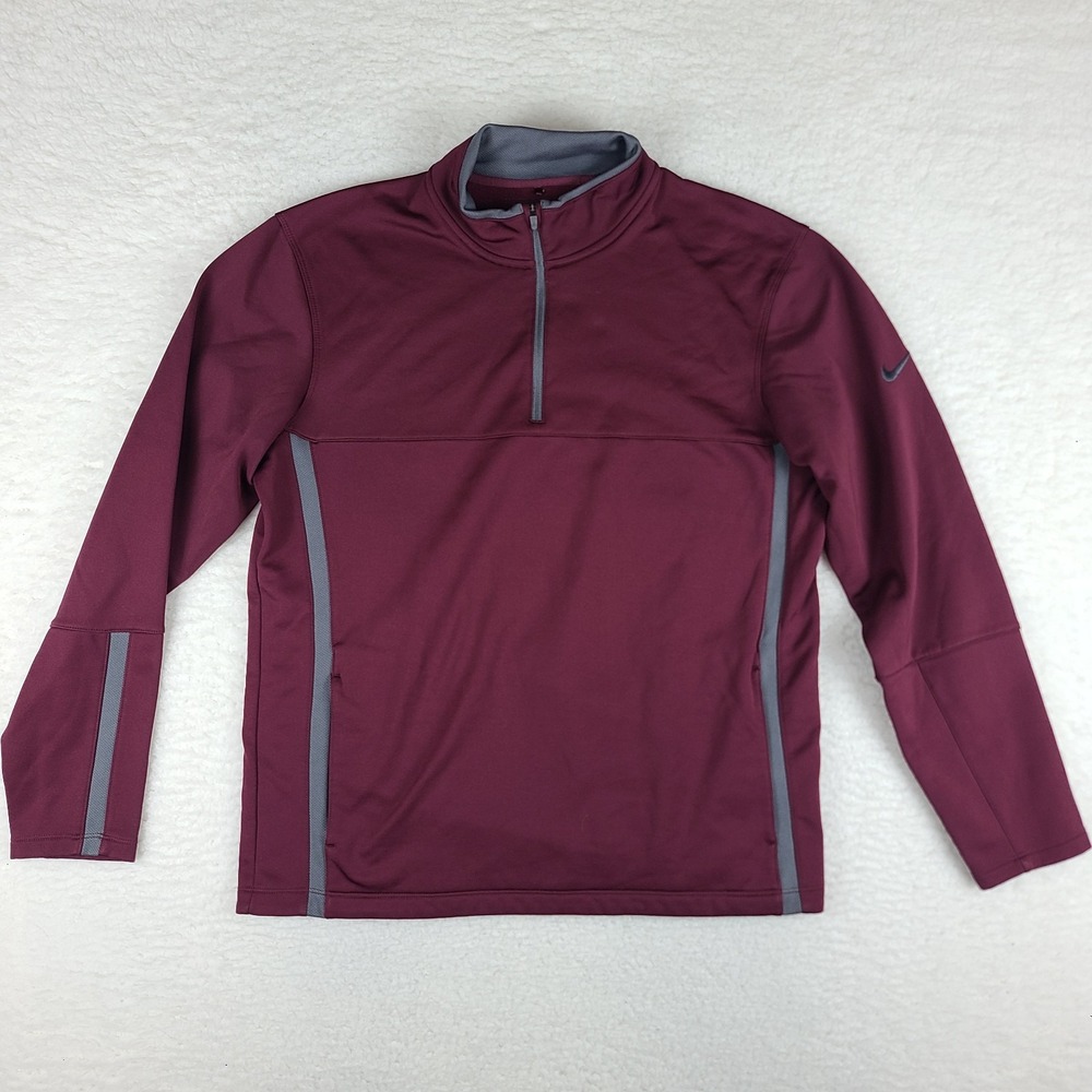 Nike Golf Sweater Mens Medium Dark Red Standard Fit Therma Fit Performance Tech